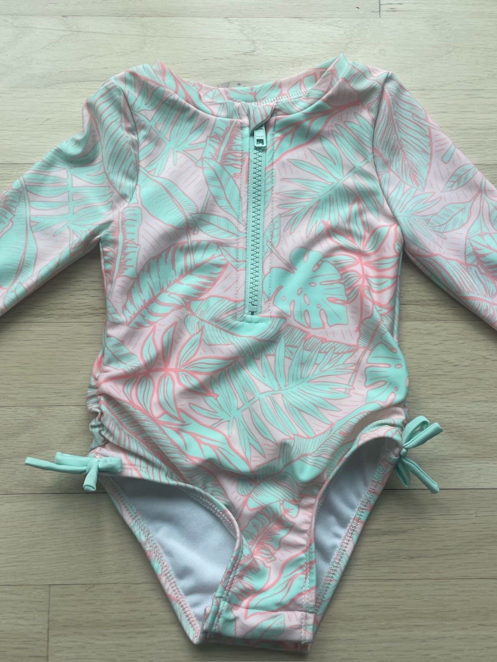 Cat & Jack Tropical Long-Sleeve One-Piece Swimsuit